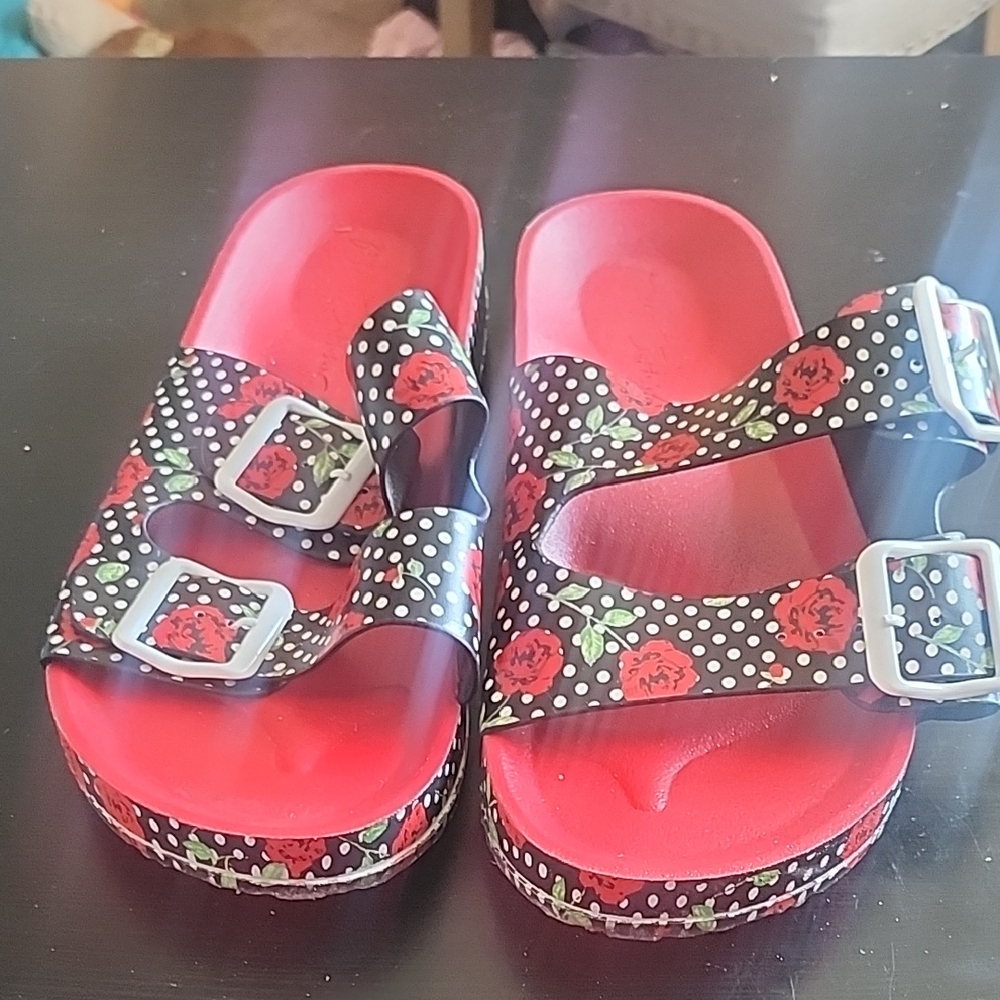 Floral Red Sandals